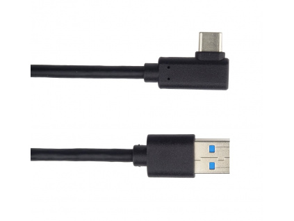 PremiumCord Kabel USB typ C/M zahnutý konektor 90° - USB 3.0 A/M, 1m, ku31cz1bk