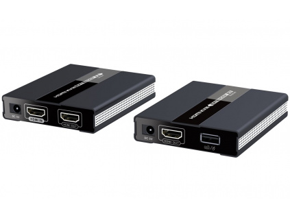 PremiumCord HDMI KVM extender s USB na 60m přes jeden kabel Cat5/6, bez zpoždění, khext60-4