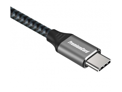 PremiumCord Kabel USB-C M/M, 100W 20V/5A 480Mbps bavlněný oplet, 0,5m, ku31cw05