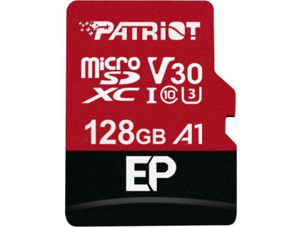 128GB microSDXC Patriot V30 A1, class 10 U3 100/80MB/s + adapter, PEF128GEP31MCX