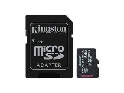 64GB microSDHC Kingston Industrial C10 A1 pSLC s adaptérem, SDCIT2/64GB