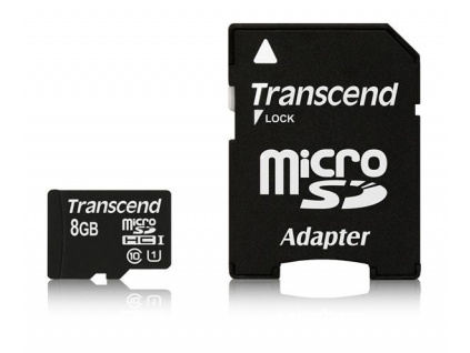 TRANSCEND MicroSDHC karta 8GB Premium, Class 10 UHS-I 300x + adaptér, TS8GUSDU1