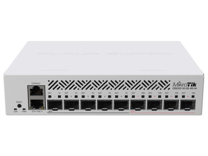 MikroTik Cloud Router Switch CRS310-1G-5S-4S+IN, 800MHz CPU, 256MB RAM, 5xSFP, 4xSFP+, 1x LAN Gbit, LCD, vč. L5 licence, CRS310-1G-5S-4S+IN