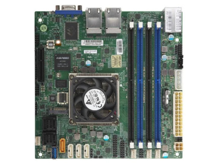 SUPERMICRO mini-ITX MB Atom C3758 (8-core), 4x DDR4 ECC DIMM, 12xSATA, 1x PCI-E 3.0 x4, 4x 1GbE LAN, IPMI, MBD-A2SDI-8C+-HLN4F-O