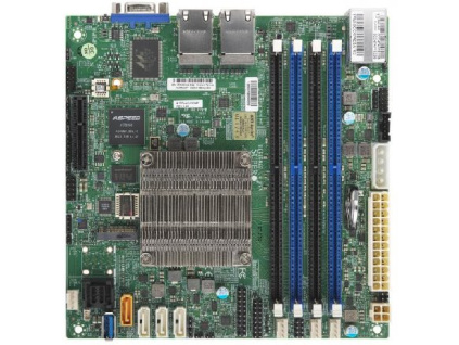 SUPERMICRO mini-ITX MB Atom C3558 (4-core), 4x DDR4 ECC DIMM, 8xSATA, 1x PCI-E 3.0 x4, 4x 1GbE LAN, IPMI, MBD-A2SDi-4C-HLN4F-O
