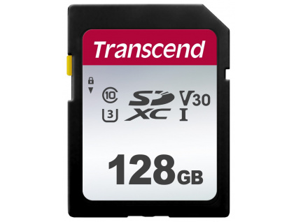 TRANSCEND SDXC karta 128GB 300S, UHS-I U3 V30 (R:95/W:45 MB/s), TS128GSDC300S
