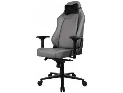 AROZZI herní židle PRIMO Full Premium Leather Anthracite/ 100% přírodní italská kůže/ světle šedá, PRIMO-PREM-AE