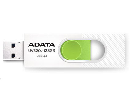ADATA Flash Disk 64GB UV320, USB 3.1 Dash Drive, bílá/zelená, AUV320-64G-RWHGN