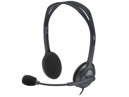 Logitech Headset Stereo H111/ drátová sluchátka + mikrofon/ 3,5 mm jack/ šedá, 981-000593