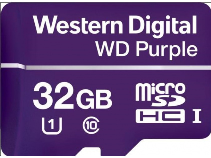 WD MicroSDHC karta 32GB Purple WDD032G1P0C Class 10, 16TBW, WDD032G1P0C