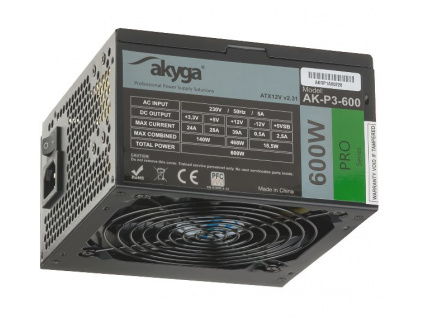 Akyga ATX PC zdroj 600W Pro ventilátor 12cm, AK-P3-600