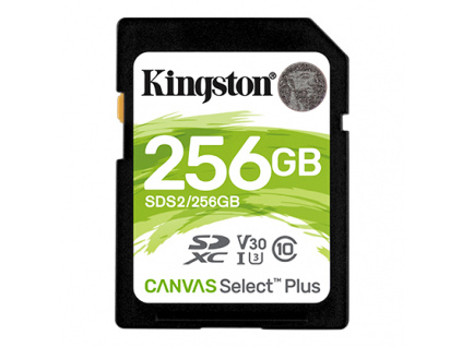 256GB SDXC Kingston Canvas Select Plus U3 V30 CL10 100MB/s, SDS2/256GB