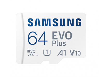 Samsung paměťová karta 64GB EVO Plus micro SDXC V3 TLC U1 (čtení až 130MB/s) + SD adaptér, MB-MC64KA/EU