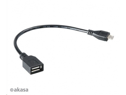 AKASA kabel redukce USB OTG Micro USB male na USB Type-A female, 15cm, AK-CBUB25-15BK