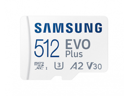 Samsung paměťová karta 512GB EVO Plus micro SDXC V3 TLC U3 (čtení až 130MB/s) + SD adaptér, MB-MC512KA/EU