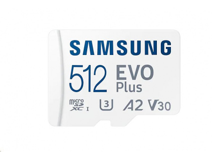 Samsung paměťová karta 512GB EVO Plus micro SDXC V3 TLC U3 (čtení až 130MB/s) + SD adaptér, MB-MC512KA/EU