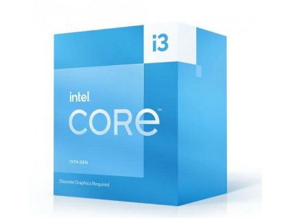 INTEL cpu CORE i3-13100F socket1700 Raptor Lake BOX 58W/89W 13.generace (od 3.4GHz do 4.5GHz, 4x jádro, 4x vlákno, 5/12MB cache, pro DDR4 do 3200, pro DDR5 do 4800), virtualizace, BX8071513100F