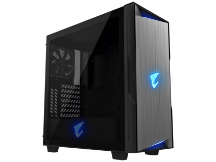 GIGABYTE AORUS C300 GLASS / ATX / průhledná bočnice / 2x USB 3.0 / USB-C / HDMI / RGB / černá, GB-AC300G