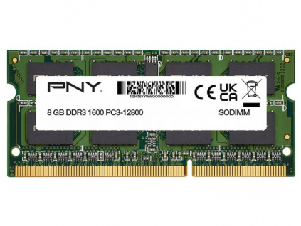 PNY 8GB DDR3 1600MHz / SO-DIMM / CL11 / 1,35V, SOD8GBN12800/3L-SB