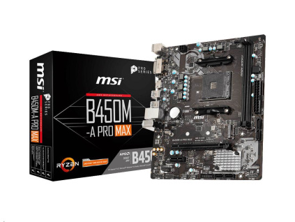 MSI MB Sc AM4 B450M-A PRO MAX, AMD B450, 2xDDR4, VGA, mATX, B450M-A PRO MAX