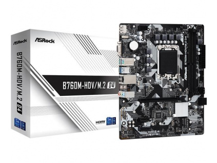 ASRock MB Sc LGA1700 B760M-HDV/M.2 D4, Intel B760, 2xDDR4, 1xDP, 1xHDMI, 1xVGA, mATX, B760M-HDV/M.2 D4