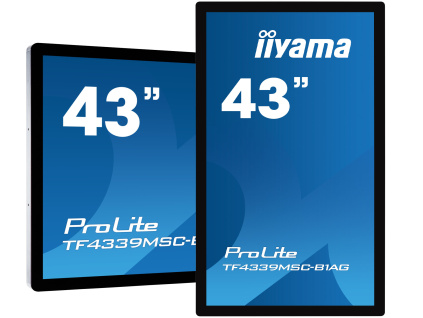 43'' iiyama TF4339MSC-B1AG: AMVA, FullHD, capacitive, 12P, 400cd/m2, VGA, HDMI, DP, 24/7, IP54, černý, TF4339MSC-B1AG