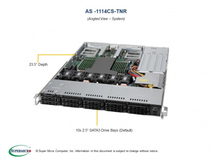 SUPERMICRO A+ 1U 7313p, 8x 16GB, 4x 1920GB PM9A3, 2x25Gb SFP28, 2x 1Gb, 2x 860Wp, IPMI, AS-1114CS-TNR-OTO-38