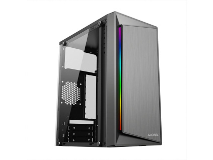 1stCOOL skříň STEP GAMER 2, micro tower, AU, USB 3.0, strip RGB, bez zdroje, průhledná bočnice, černá, MC-STEPG2-AU-USB3-TS