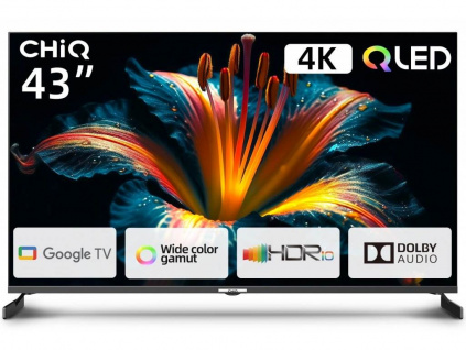 CHiQ U43QM8E TV 43", QLED, Google TV, Frameless, Dolby Audio, dbx-tv, nový design podstavce, U43QM8E