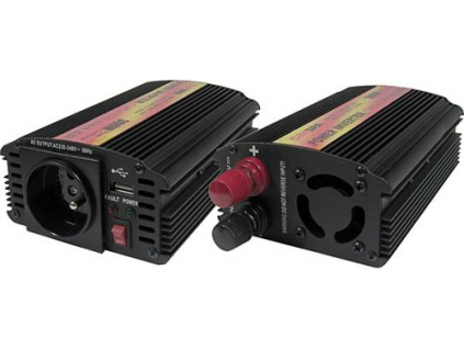 Měnič napětí Carspa CAR300U-24 24V/230V+USB 300W, modifikovaná sinus, CAR300U-242