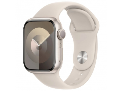 Apple Watch Series 9 41mm Hvězdně bílý hliník s hvězdně bílým sportovním řemínkem S/M, MR8T3QC/A