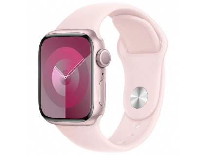 Apple Watch Series 9 41mm Růžový hliník se světle růžovým sportovním řemínkem M/L, MR943QC/A