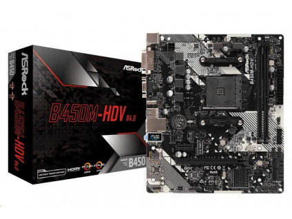 ASRock MB Sc AM4 B450M-HDV R4.0, AMD B450, 2xDDR4, VGA, mATX, B450M-HDV R4.0