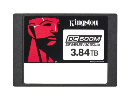 Kingston SSD DC600M 3840GB SATA III 2.5" 3D TLC (čtení/zápis: 560/530MBs; 94/59k IOPS; 1DWPD), Mixed-use, SEDC600M/3840G
