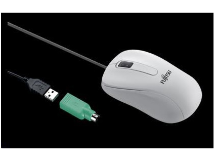 FUJITSU myš M530 USB - 1200dpi Laser Mouse Combo - redukce USB PS2, 3 button Wheel Mouse with Tilt-Wheel-Function - BÍLÁ, S26381-K468-L101
