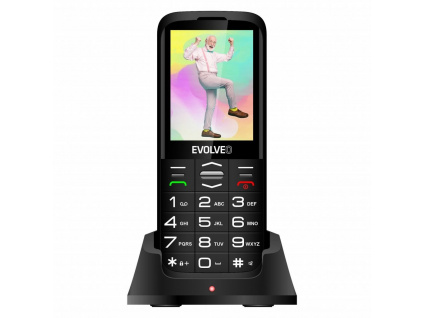 EVOLVEO EasyPhone XO, mobilní telefon pro seniory s nabíjecím stojánkem, černá, EP-630-XOB