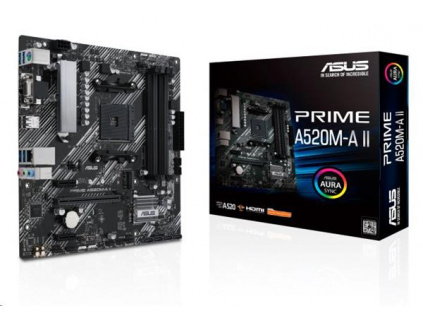 ASUS PRIME A520M-A II socket AM4 A520 DDR4 mATX M.2 D-Sub HDMI DP, 90MB17H0-M0EAY0