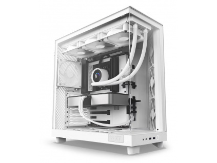 NZXT skříň H6 Flow dvoukomorová / MidT / 3x120mm fan / 2xUSB 3.2 / USB-C / prosklená bočnice i čelo / bílá, CC-H61FW-01