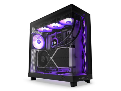 NZXT skříň H6 Flow RGB dvoukomorová / MidT / 3x120mm RGB fan / 2xUSB 3.2 / USB-C / prosklená / černá, CC-H61FB-R1