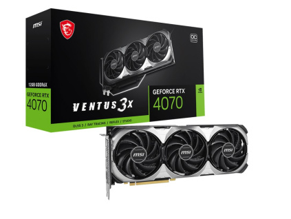 MSI VGA NVIDIA GeForce RTX 4070 VENTUS 3X E 12G OC, RTX 4070, 12GB GDDR6X, 3xDP, 1xHDMI, RTX 4070 VENTUS 3X E 12G OC