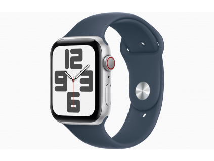 Apple Watch SE Cell/44mm/Silver/Sport Band/Storm Blue/-M/L, MRHJ3QC/A