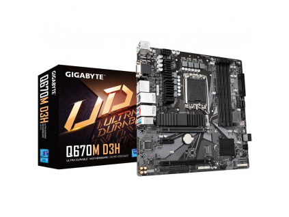 GIGABYTE MB Sc LGA1700 Q670M D3H, Intel Q670, 4xDDR5, 2xDP, 1xHDMI, 1xVGA, mATX, Q670M D3H