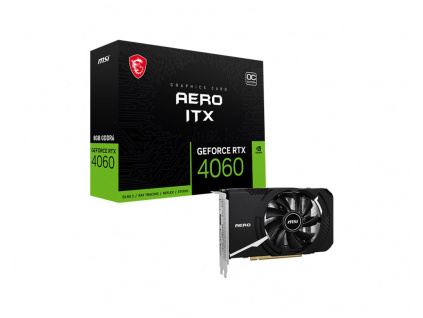 MSI VGA NVIDIA GeForce RTX 4060 AERO ITX 8G OC, RTX 4060, 8GB GDDR6, 3xDP, 1xHDMI, RTX 4060 AERO ITX 8G OC