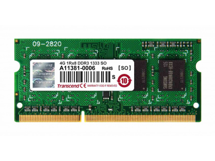 TRANSCEND SODIMM DDR3 4GB 1333MHz 1Rx8 CL9, TS512MSK64V3H