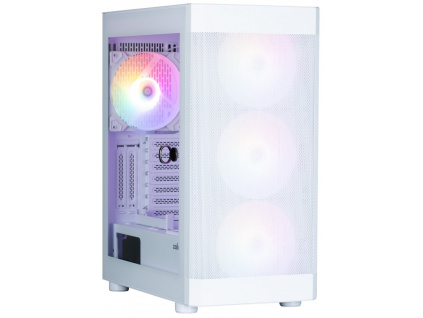 Zalman skříň i4 TG / Middle Tower / 4x 140 mm RBG LED fan / 2x USB 3.0 / 1x USB 2.0 / mesh panel / tvrzené sklo / bílá, i4 TG White