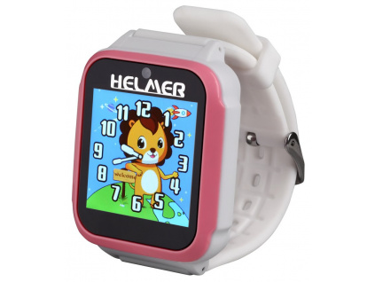 HELMER dětské chytré hodinky KW 801/ 1.54" TFT/ dotykový display/ foto/ video/ 6 her/ micro SD/ čeština/ růžovo-bílé, Helmer KW 801 P