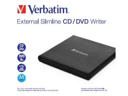 VERBATIM externí mechanika Slimline CD/DVD Writer USB - without NERO, 53504