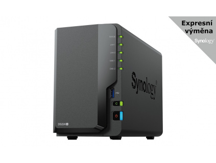 Synology DiskStation DS224+, 2-bay NAS, CPU QC Celeron J4125 64bit, RAM 2GB, 2x USB 3.2, 2x GLAN, DS224+