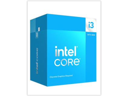 INTEL cpu CORE i3-14100F socket1700 Raptor Lake Refresh BOX 58W/110W 14.generace (od 3.5GHz do 4.7GHz, 4x jádro, 8x vlákno, 12MB cache, pro DDR4 do 3200, pro DDR5 do 4800), virtualizace, BX8071514100F