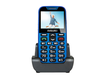 EVOLVEO EasyPhone XD, mobilní telefon pro seniory s nabíjecím stojánkem (modrá barva), EP-600-XDL